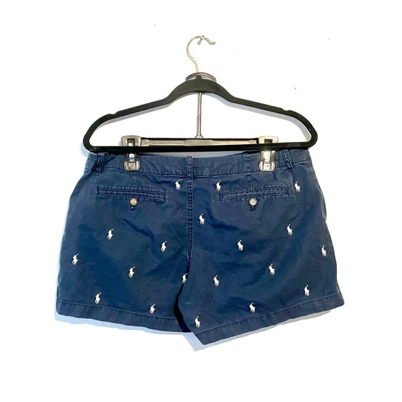 Polo Ralph Lauren Women’s Shorts All Over Pony Navy Blue Chino Size 10 - Picture 4 of 7